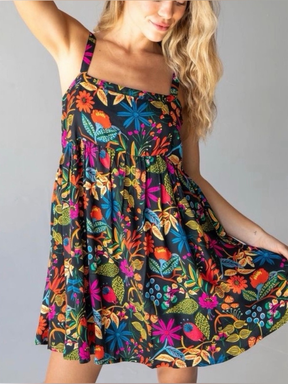 Natural Life The Patti Floral Mini Dress Multicolored Small Boho Resort Beachy